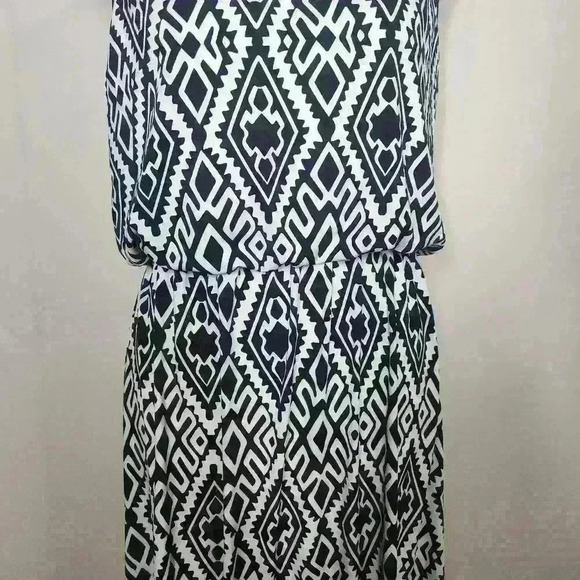 Meetu magic women's black and white geometric maxi dress size small - Picture 5 of 7